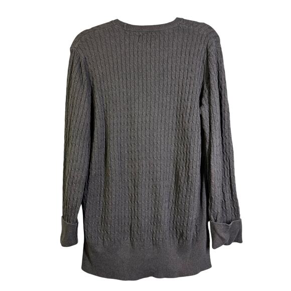 PACT Sweater Medium Cable Knit Crew Neck  Organic Cotton Tunic Side Slits - Picture 3 of 13